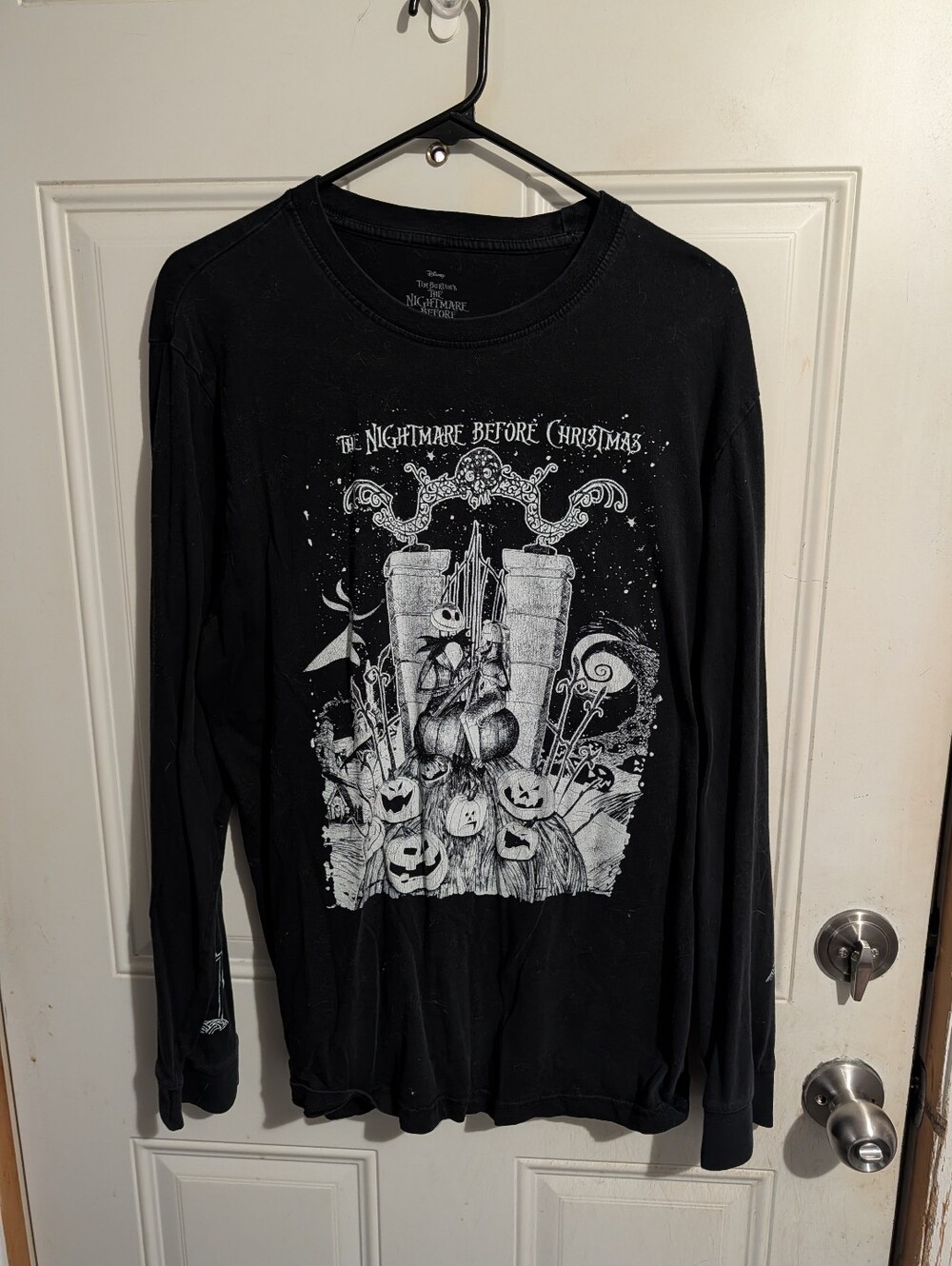 Disney Black Long Sleeve Tee with White 'The Nightmare Before Christmas' Graphic